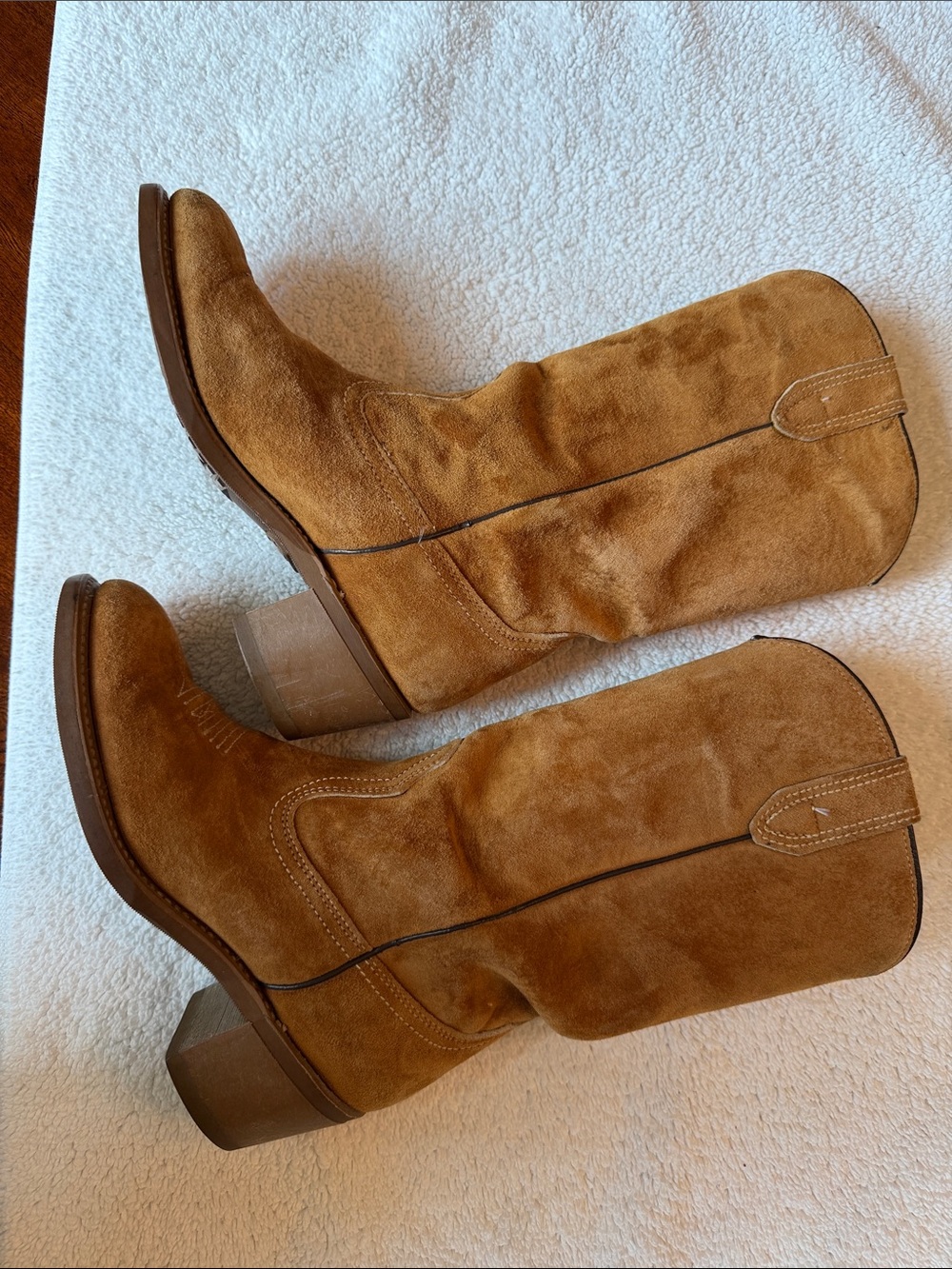 VTG Wolverine Tan Suede Western Heeled Boots